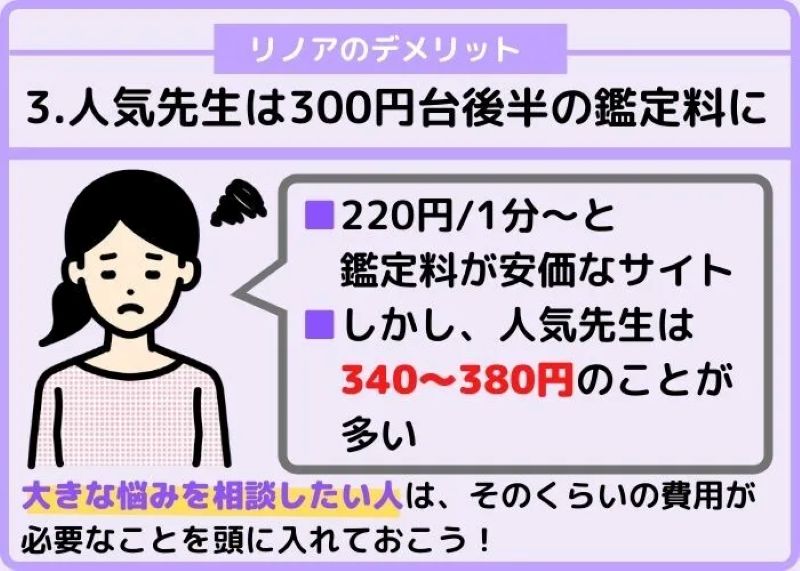 人気先生は300円台後半と少し鑑定料が高価
