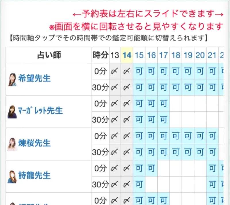 待機予定表が見やすい