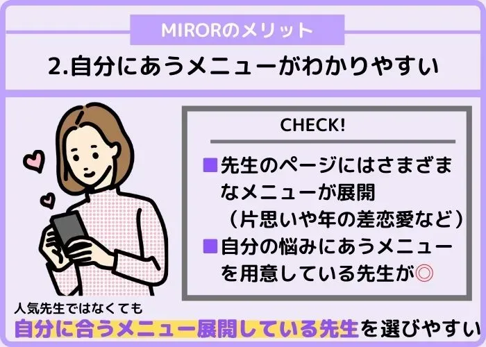 先生のページにこんな人におすすめと書いてある