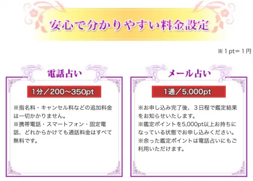 電話占いリエルの料金プラン